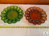 Group of Two Depression Glass Egg Plates