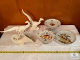 Mixed Lot of Decorative Plates, Compote and Pheasants