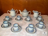 Asian-Influenced Blue and White Tea Set