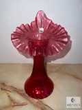 Fenton 1353 CC Jack in the Pulpit Cranberry Vase