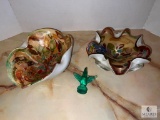 Possible Murano Glass Bowls with Green Hummingbird