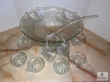 Clear Glass Punch Bowl Set with Cups