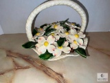 Unmarked Floral China Basket - Circa Late 1950s