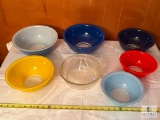 Group of Multicolored PYREX and Other Bowls
