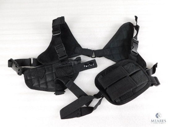 New Ambidextrous Tactical Shoulder Holster With Double Mag Pouch