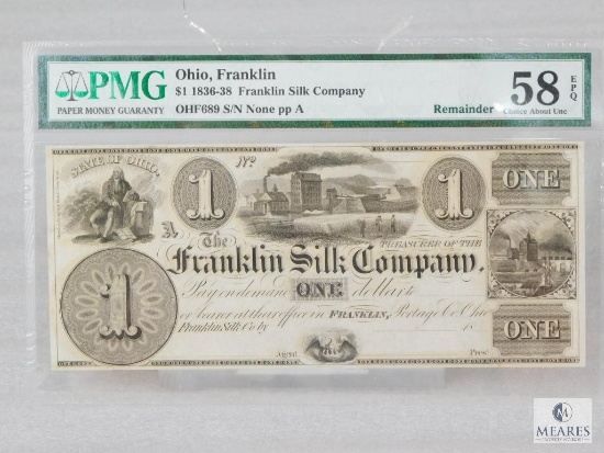 PMG Graded 58 EPQ Remainder - 1836-38 Franklin Silk Company - Ohio, Franklin