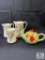 Lot of Four Pitchers Cairo Made in England and Poppy Fine Ceramic