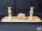 4 Piece Decorative Set With Tray, Candle Holders, And Small Box