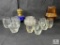 Lot of Small Glasses, Oil Burning Candle, Two Matching Candle Holders, and Vase.