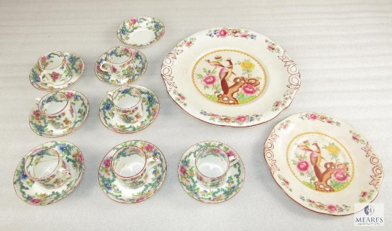 16 Piece Set Cauldon China Teacups and Saucers And Old Chelsea Crown Pottery Plates