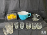 Large Ceramic Pitcher With Small Clear Glass Pitcher Cookie Stamps