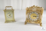 Lot of Two Table Clocks Marble Elsinor and Brass Tone President Quartz