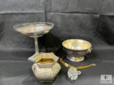 Lot Silver Plated Bowl, Vase and Pedestal Glass Bowl Dish