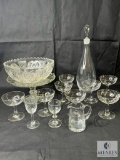 Large Stemware Set With Decanter, Large serving bowl, and Stemmed Serving Tray