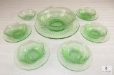 12 Piece Vintage Light Green Glass Charger, Bowl, Saucers and Custard Cups Bead Edge