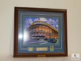 Framed Ebbett's Field Picture with Stamps and Ticket Stub