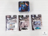 Lot of Three Hot Wheels Cars and One Marvel Collector Cards and Tin
