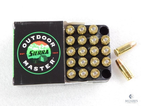 20 Rounds Sierra 9mm Ammo. 124 Grain Jacketed Hollow Point