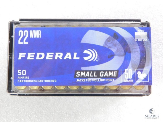 50 Rounds Federal .22 Magnum Ammo. 50 Grain Jacketed Hollow Point
