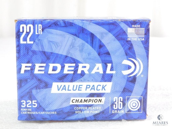 325 Rounds Federal .22 Long Rifle Ammo. 36 Grain Copper Plated Hollow Point 1260FPS