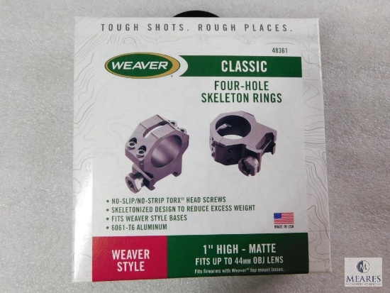 New Weaver 1" Tactical Rifle Scope Rings. High Clearance and Matte Finish