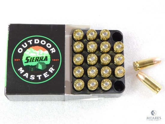 20 Rounds Sierra 9mm Ammo. 124 Grain Jacketed Hollow Point
