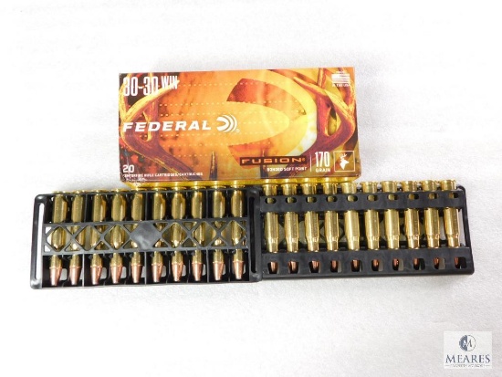 20 Rounds Federal Fusion 30-30 Ammo. 170 Grain Boat Tail Soft Point 2200FPS
