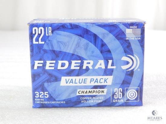 325 Rounds Federal .22 Long Rifle Ammo. 36 Grain Copper Plated Hollow Point 1260FPS
