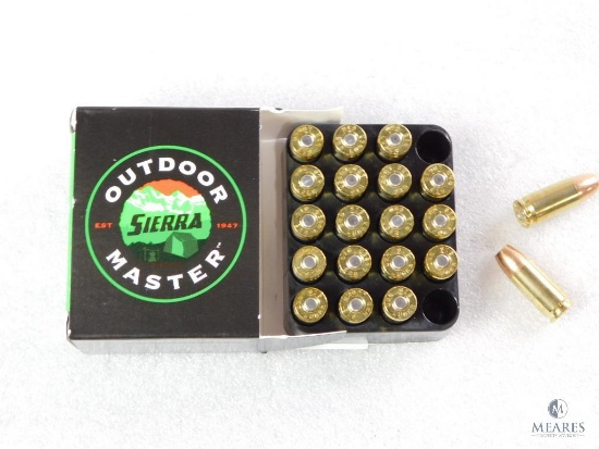 20 Rounds Sierra 9mm Ammo. 115 Grain Jacketed Hollow Point