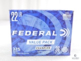 325 Rounds Federal .22 Long Rifle Ammo. 36 Grain Copper Plated Hollow Point 1260FPS