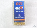 50 Rounds CCI Maximag .22 Magnum Ammo. 40 Grain TMJ 1875FPS