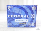 325 Rounds Federal .22 Long Rifle Ammo. 36 Grain Copper Plated Hollow Point 1260FPS