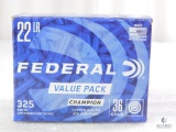 325 Rounds Federal .22 Long Rifle Ammo. 36 Grain Copper Plated Hollow Point 1260FPS