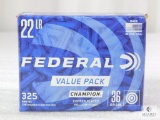 325 Rounds Federal .22 Long Rifle Ammo. 36 Grain Copper Plated Hollow Point 1260FPS