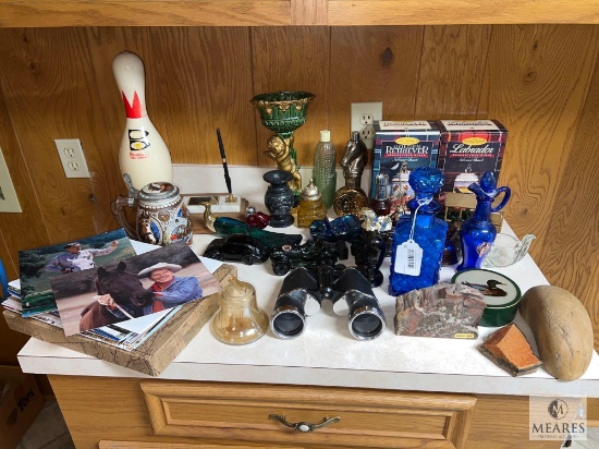 Large Lot of Collectible Items and Steins including AVON Bottles