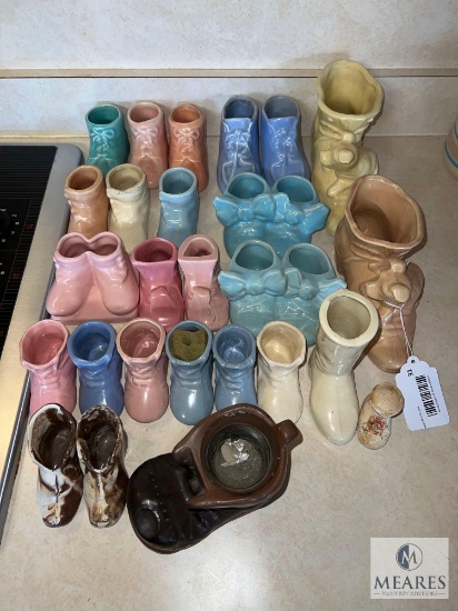 Large Lot of Mixed Pottery Booties