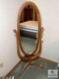 Wooden Oval Dressing Mirror