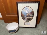 Thomas Kinkade Framed Art Print and Bowl