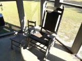 Outdoor Lot: Full-size Rocking Chair, Child's Rocking Chair and Foot Stool