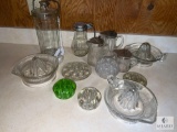 Large Lot of Vintage Kitchen Items: Juicers, Frogs, Serve Items