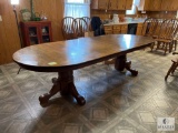 Double Pedestal Dining Table with Two Leaves