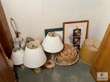 Closet Lot of Lamps and Decorative Items