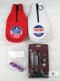 Misc. Items Including Laser Sight, Two Trump Bottle Koozies, and a Tacfun Bottle Opener