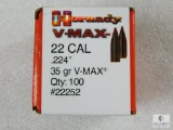 Hornady VMAX Bullets .22 Cal. .224 Dia. 35 Gr. V-Max Qty. 100 #22252