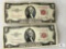 Group of Two Mixed Series $2 Small-format United States Notes - Red Seal - One is a STAR NOTE