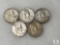 Five Mixed Date and Mint Franklin Half Dollars