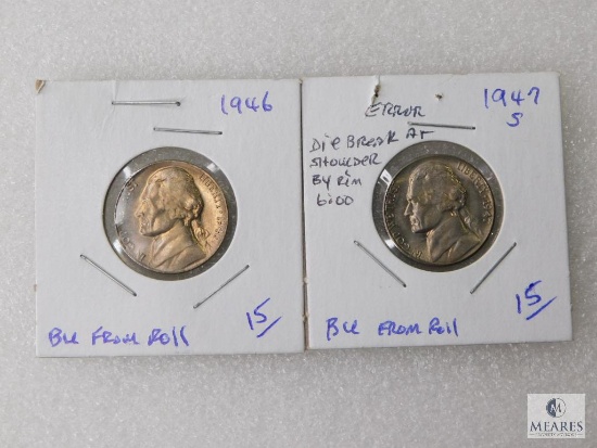 1946 & 1947-S BU Jefferson Nickels From BU Rolls