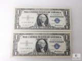 1957 $1.00 Silver Certificates, Two Consec. #'s, Both Crisp AU-CU