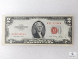 1953 $2.00 U.S. Note, Red Seal, Crisp AU-CU w/Cutting Error, Left Margin, Errors on Two's Are Scarce