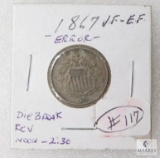 1867 VF-XF Shield Nickel